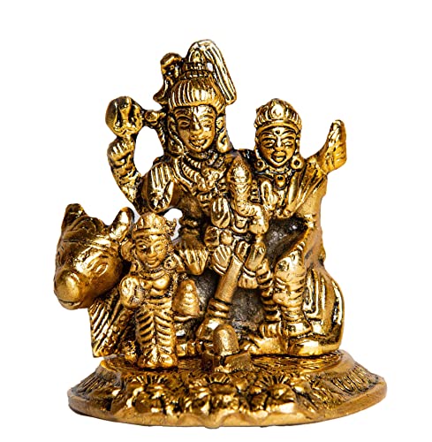 WC_Shiv Parivaar Statue Figurines Home Decor/The Triadic Heart of Shiva Pariwar with Nandi/Meet My Hindu Gods/Mini Hindu Statues/Statue Shiva/Shiva Lingam/Lord Shiva Car Sculpture Décor(Shiv Pariwar)