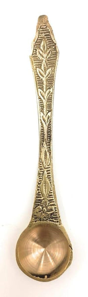Brass Pooja Spoon Set of 1, Panchamrit Spoon, Goden Brass Punchamrit Spoon, Used in Temple, Hawan,Shadi, Spiritual Use.Pack of 1 Brass