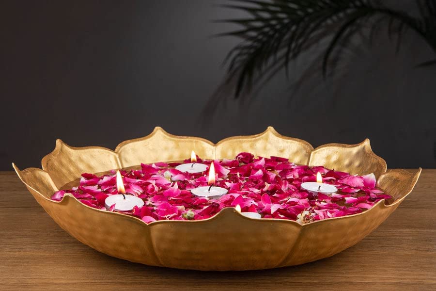 Indo Art Collection Urli Bowl for Floating Flowers and Tea-Light Candles Home, Office and Table Decor Size : 12inches (Taj Urli) 44% Off