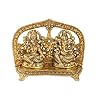 Handicrafts Paradise Metal Lakshmi Ganesh Gold Plated Seated with Arch at Back 5 Inch