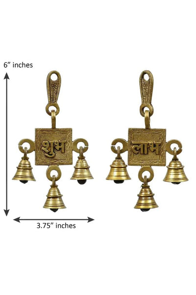 Decor buying Shubh Labh Wall Hanging Set of 2 Subh Labh Plate Wall Hanging with Bell (Pack of 2) Shubh Labh Wall Hanging with Ghanti Home and Pooja Temple Decoration