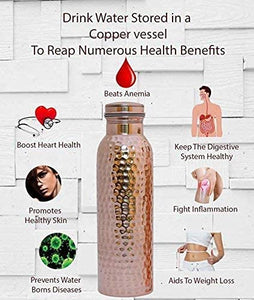 Ukal Copper Water Bottle 30 Oz Copper Bottle Water with Lid – Ayurvedic Copper Water Bottle – Copper Water Vessel - Drink More Water Bottle – Large -Leak Proof - Smooth Finish