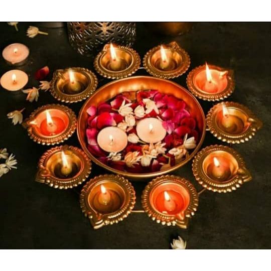 M Mark Handicrafts;Diwali Special Metal Urli Special For Diwali Home & Office Decoration Pot For Floating Flower and dia Bowl Showpiece