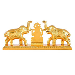 JAIPUR ACE Golden Metal Kumkum Holder/Kumkum Box for Gifting,Pooja, Thali, Mandir, Home, Temple, Gifting Golden Kumkum Box with Laxmi Maa (Ganesh Ji Elephant Kumkum)