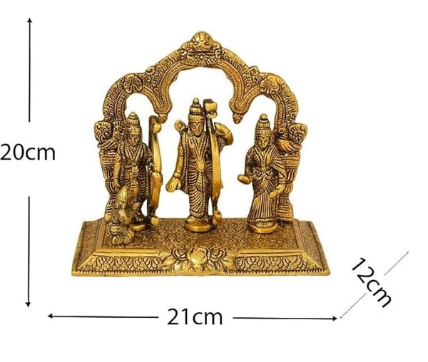 Handicraft Metal Ram Darbar Murti - Lord Ram laxman sita Statue - Showpiece for Diwali - Unique Gifts (20 cm x 10 cm x 18 cm, Gold)
