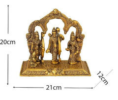 Handicraft Metal Ram Darbar Murti - Lord Ram laxman sita Statue - Showpiece for Diwali - Unique Gifts (20 cm x 10 cm x 18 cm, Gold)