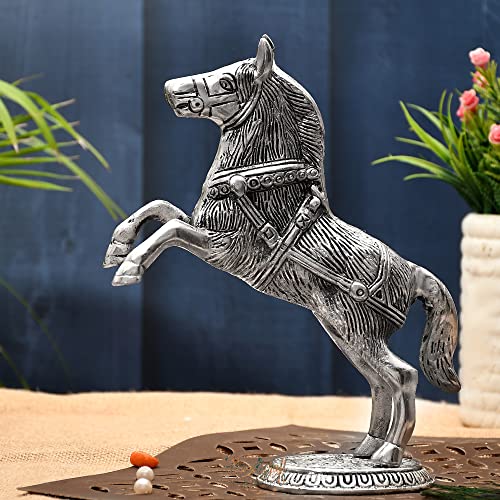 Handicraft Hub India Horse Idol Figurine for Home Decoration Office Gifting Silver