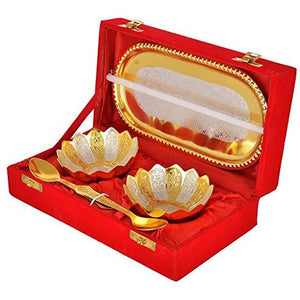 CRAFTS KING German Silver Kamal Bowl 5 Pieces Set With Gifts Box -Capsul, 500 ML