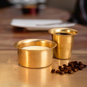 KC Brass Dabara Set | Tea, Coffee Dabara Set | South Indian Coffee Glass Tumbler Set | Serving Drinkware | Brass Dabara Tumbler Set, 120 ML Capacity (Large, 4)