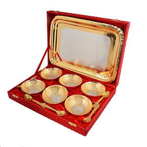 Piepot | Silver Gold Plated Brass Bowl Set Of 13 Pc | Return Gifts Marriage Gifts For Couple, 250 ML