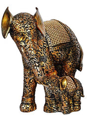 FeelOrna handicrafts and Jewellery Metal Mother Elephant with Baby Figurine (17.78 x 13.97 x 22.86 cm, Golden)