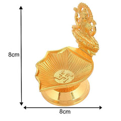 Purti Impex Laxmi Ganesh Idol Decorative Diya Laxmi Ganesha Murti Showpiece Antique Gift for Diwali (Gold) (Set of 1)