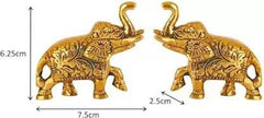 Chandra Art Collection Set of Two Piece Metal Sculptures Elephant Pair for Showpiece and Decoration Decorative Showpiece - 7.5 cm  (Metal, Gold)