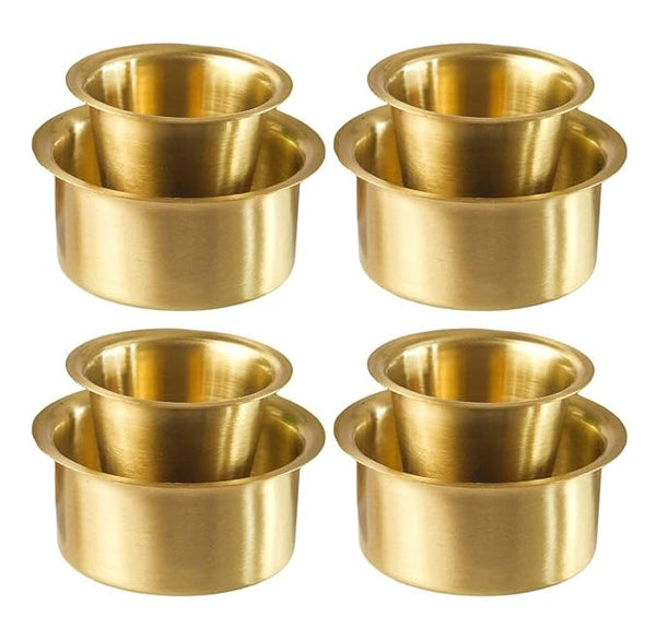KC Brass Dabara Set | Tea, Coffee Dabara Set | South Indian Coffee Glass Tumbler Set | Serving Drinkware | Brass Dabara Tumbler Set, 120 ML Capacity (Large, 4)