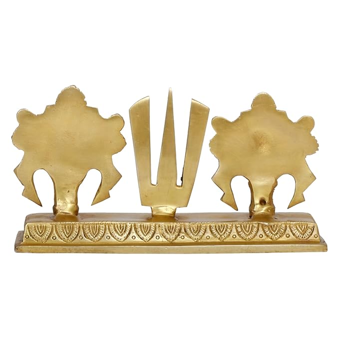 Artvarko Brass Shankh Chakra Namah Showpiece | Shri Tirupati Balaji Shankha Chakra Tilak | Padmanabha Swami | Lord Vishnu |Brass Home Decor |