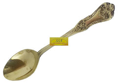 SHIV SHAKTI ARTS Handmade Pure Brass Designer Spoon Length=7 inch