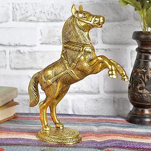 INTERNATIONAL GIFT® Golden Horse Oxidized Metal Gold Polish One pcs Set for Your Home,Office Table Decorative & Gift Article Pack of 1 Golden (23H x 18W x 4.5L Centimeters)