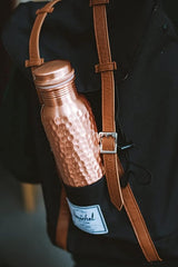 Pure Copper Bottle 1000 ML for Ayurveda Health Benefit & Healing - Solid Copper Hammered Bottle for Serving Storage Water, Capacity 1 LTR - Copper Bottle for Home, Office, Hotel & A Gift