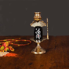 Effigy onlinehub Brass Lord Shiva Linga Lingam Shivling Statue Shesnag Trishul with Brass Matki for Hindu Festive Pooja Puja Sculpture Items Shivling Showpiece