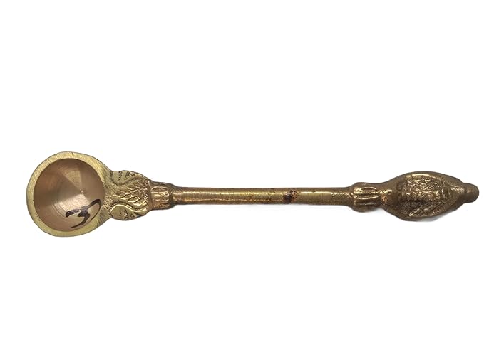 Vrinda Metal Art Copper Achmani Spoon | Achmani Naag Spoon for Puja