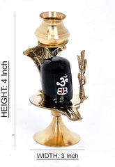 Effigy onlinehub Brass Lord Shiva Linga Lingam Shivling Statue Shesnag Trishul with Brass Matki for Hindu Festive Pooja Puja Sculpture Items Shivling Showpiece