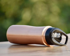 soulvinee™ Copper Water Bottle with Fliptop Pure Copper Water Bottle I Leak Proof & Rust Proof I Copper Bottle for Home, School & Office | Matte Finish | With jute bag | 950 ml (Pack of 1)