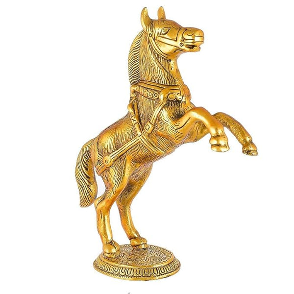 INTERNATIONAL GIFT® Golden Horse Oxidized Metal Gold Polish One pcs Set for Your Home,Office Table Decorative & Gift Article Pack of 1 Golden (23H x 18W x 4.5L Centimeters)