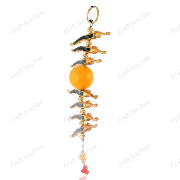 Craft Junction Metal Door Hanging Nimbu Mirchi Buri Nazar Battu, Good Luck Charm Protection from Negativity Interior Home, Office Wall Hanging Showpiece, Gold