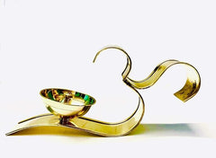 Global Décor Om Stand Diya Brass Om Arti Diya with Handle