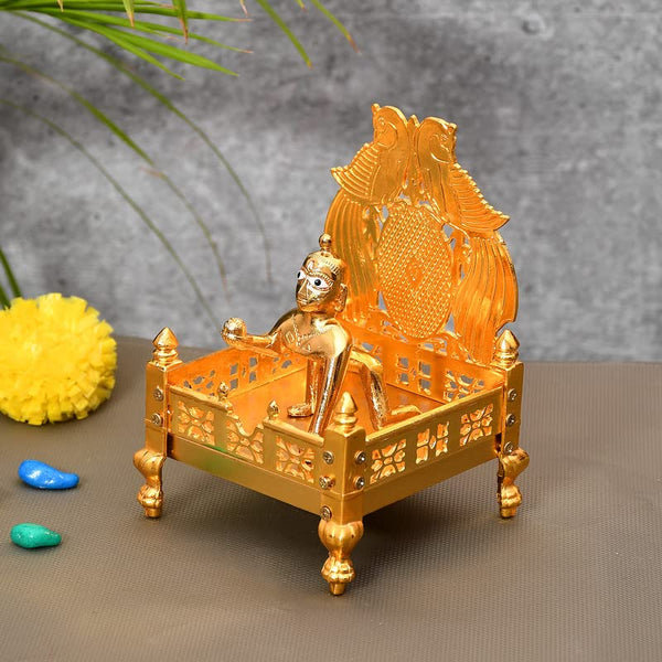 JAIPUR ACE Gold Plated Metal God Singhasan of Laddoo Gopal for Pooja Mandir (Gold, 12x17cm)