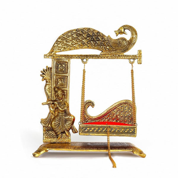 CHOKHI DHANI KALAGRAM Laddu Gopal Jhula Made of Gillate Metal | Enriching The Festivities of Janmashtami | Size - 28x16x34cm.
