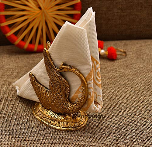 Ascension Designer Oxidize Metal Decorative Golden Swan Duck Shape Napkin Holder Antique Home Office Tableware Handmade Handicrafts showpiece Gifts Tissue Holder for Home Decoration Items