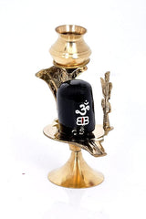 Effigy onlinehub Brass Lord Shiva Linga Lingam Shivling Statue Shesnag Trishul with Brass Matki for Hindu Festive Pooja Puja Sculpture Items Shivling Showpiece