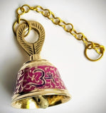 Brass Wall Hanging Bells for Home Mandir Temple Living Room Decoration Pooja Decorative Items Door Ding Dong Puja Bell (Temple Bell (Coloured - 3"))