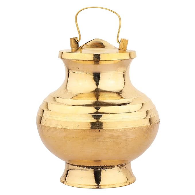 Latest Pure Brass Small Handy KAMANDAL/LOTA/Brass Pot/for PUJA ARAGH JAL Surya NAMASKAAR ARAGH GANGA JALEASY to Hold and Carry Easy to WASH Religious PUJA Gift Item from BANARAS