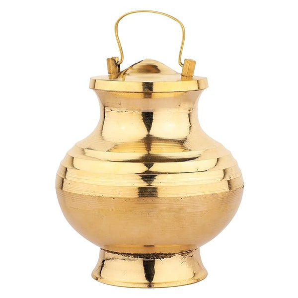 Latest Pure Brass Small Handy KAMANDAL/LOTA/Brass Pot/for PUJA ARAGH JAL Surya NAMASKAAR ARAGH GANGA JALEASY to Hold and Carry Easy to WASH Religious PUJA Gift Item from BANARAS