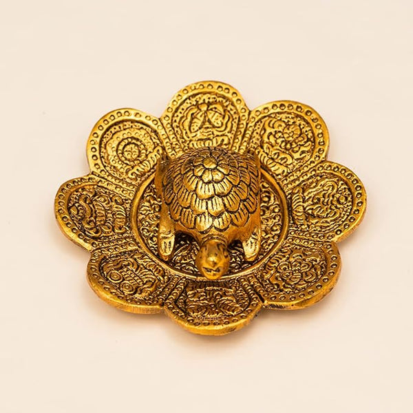 ARCHIES Diwali Gifts Fengshui Metal Turtle Tortoise Kachua on Metal Plate Vastu Statue Figurine Idol -HAT28A13