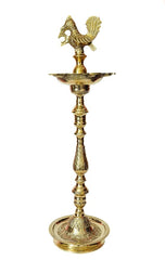 Tangerine Mahabharat Diya || Kuthu Vilakku || Brass Oil Lamp Traditionally Designed Nakasi with Annapakshi/Peacock (Height- 20 Inch)