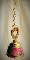 Brass Wall Hanging Bells for Home Mandir Temple Living Room Decoration Pooja Decorative Items Door Ding Dong Puja Bell (Temple Bell (Coloured - 3"))
