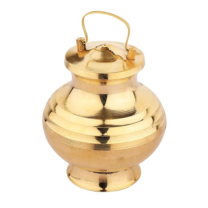 Latest Pure Brass Small Handy KAMANDAL/LOTA/Brass Pot/for PUJA ARAGH JAL Surya NAMASKAAR ARAGH GANGA JALEASY to Hold and Carry Easy to WASH Religious PUJA Gift Item from BANARAS