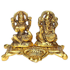 KYNA Goddess Laxmi Lord Ganesh Ji Murti Puja Diya Set|Statue Idol Murti Set for Home Temple Office Decore Gift for Diwali Festival-Set of 1