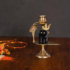 Effigy onlinehub Brass Lord Shiva Linga Lingam Shivling Statue Shesnag Trishul with Brass Matki for Hindu Festive Pooja Puja Sculpture Items Shivling Showpiece