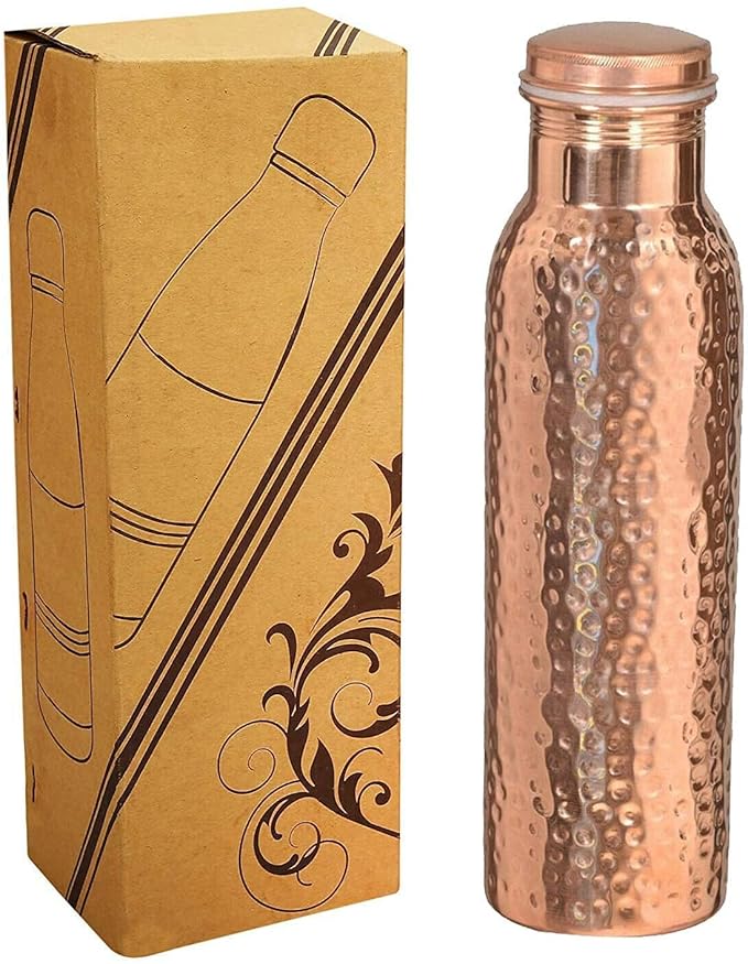Ukal Copper Water Bottle 30 Oz Copper Bottle Water with Lid – Ayurvedic Copper Water Bottle – Copper Water Vessel - Drink More Water Bottle – Large -Leak Proof - Smooth Finish