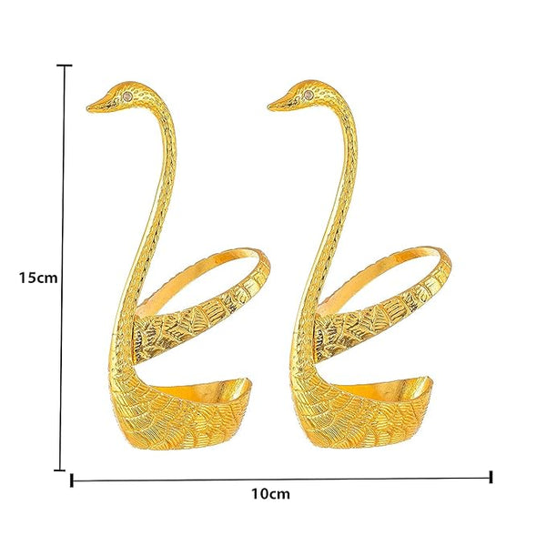 AC Anand Crafts Metal Swan Gold Plated Spoon and Fork Stand for Dining Table 6 Pc Fork and 6 Pcs Spoon Set with Stand Decorative Spoon Rest Showpiece Item for Dining Table (Gold Plated, 8 X 5 X 17 cm)