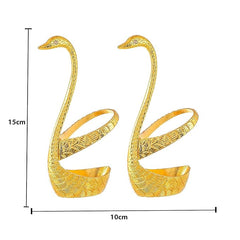 AC Anand Crafts Metal Swan Gold Plated Spoon and Fork Stand for Dining Table 6 Pc Fork and 6 Pcs Spoon Set with Stand Decorative Spoon Rest Showpiece Item for Dining Table (Gold Plated, 8 X 5 X 17 cm)
