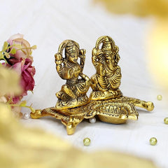 KYNA Goddess Laxmi Lord Ganesh Ji Murti Puja Diya Set|Statue Idol Murti Set for Home Temple Office Decore Gift for Diwali Festival-Set of 1