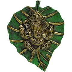 BrassDaddy Lord Ganesha on Green Leaf