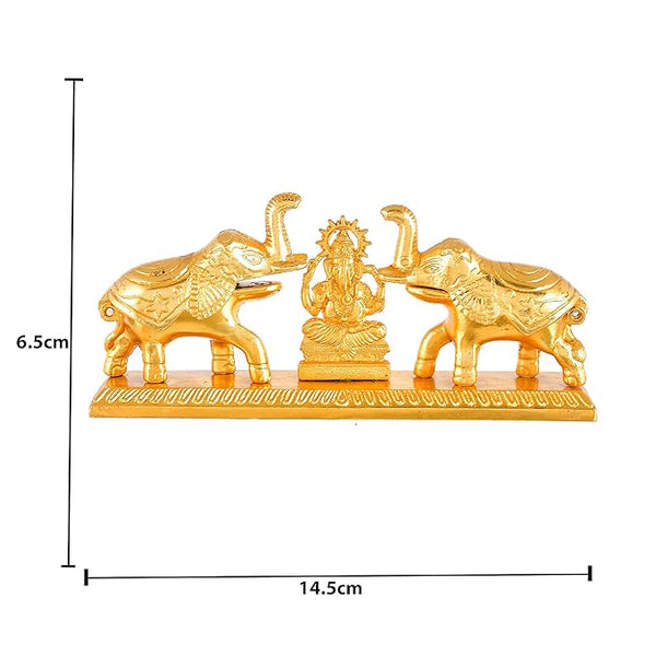 JAIPUR ACE Golden Metal Kumkum Holder/Kumkum Box for Gifting,Pooja, Thali, Mandir, Home, Temple, Gifting Golden Kumkum Box with Laxmi Maa (Ganesh Ji Elephant Kumkum)