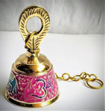Brass Wall Hanging Bells for Home Mandir Temple Living Room Decoration Pooja Decorative Items Door Ding Dong Puja Bell (Temple Bell (Coloured - 3"))