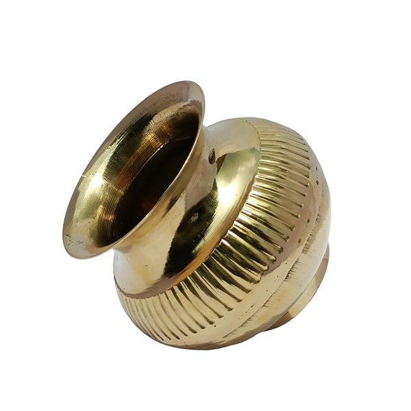 Generic Brass Classical Shaped Tradition Decorative Karwachaut Lota for Pooja, Size: 10 CM X 9.5 CM, Golden, Pack of 1